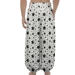 White And Black Star Pattern Print Lantern Pants
