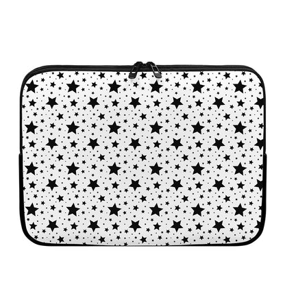 White And Black Star Pattern Print Laptop Sleeve
