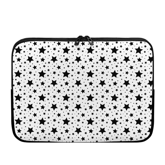 White And Black Star Pattern Print Laptop Sleeve