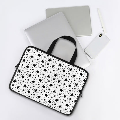 White And Black Star Pattern Print Laptop Sleeve With Handle