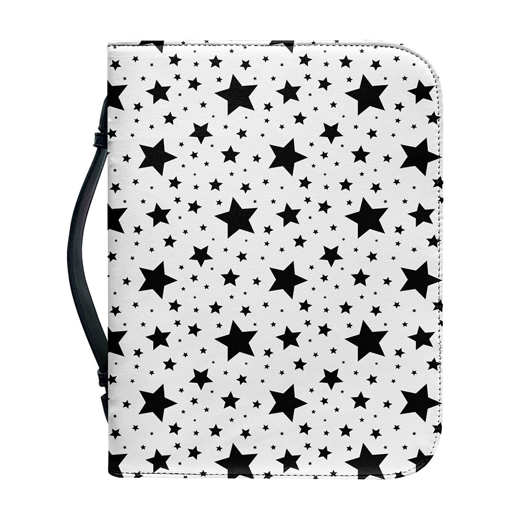 White And Black Star Pattern Print Leather Bible Cover