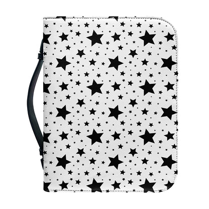 White And Black Star Pattern Print Leather Bible Cover
