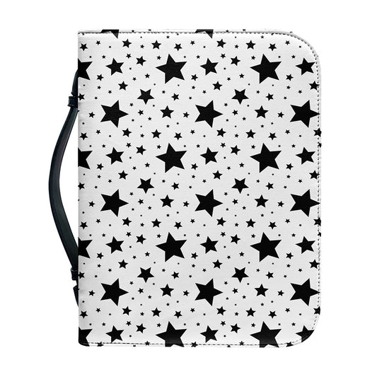 White And Black Star Pattern Print Leather Bible Cover