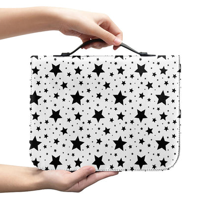 White And Black Star Pattern Print Leather Bible Cover