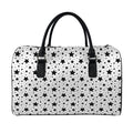 White And Black Star Pattern Print Leather Duffel Bag