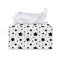 White And Black Star Pattern Print Leather Tissue Box Cover