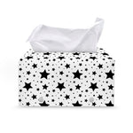 White And Black Star Pattern Print Leather Tissue Box Cover