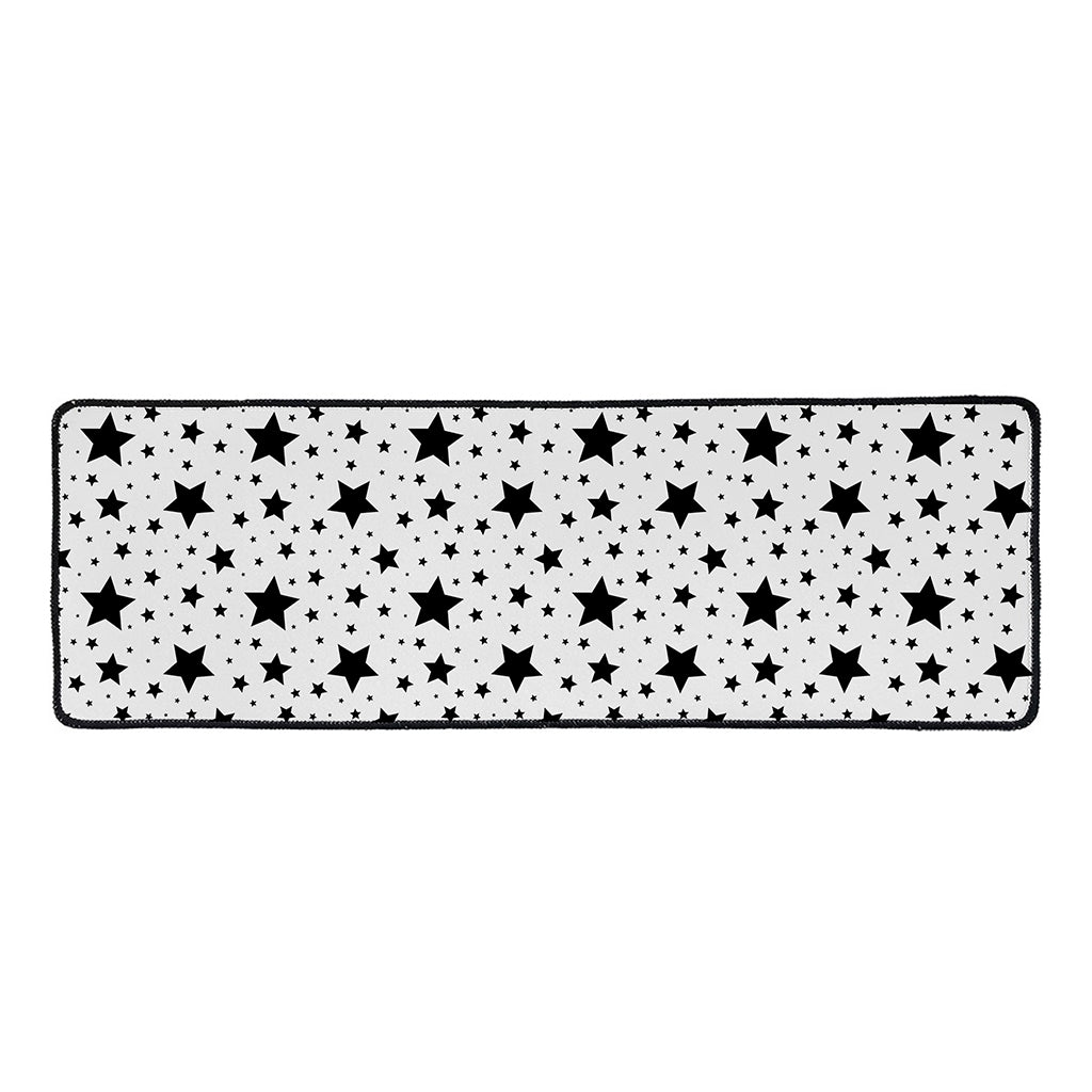 White And Black Star Pattern Print Long Kitchen Mat