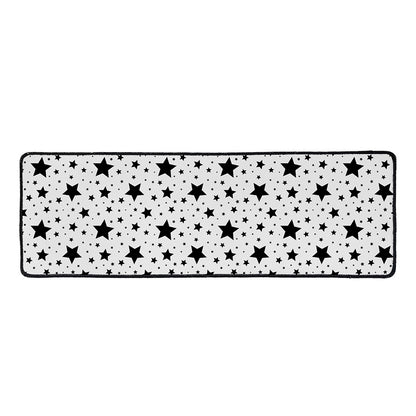 White And Black Star Pattern Print Long Kitchen Mat