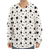 White And Black Star Pattern Print Long Sleeve Baseball Jersey