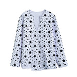 White And Black Star Pattern Print Long Sleeve Short Coat
