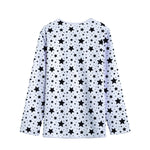 White And Black Star Pattern Print Long Sleeve Short Coat