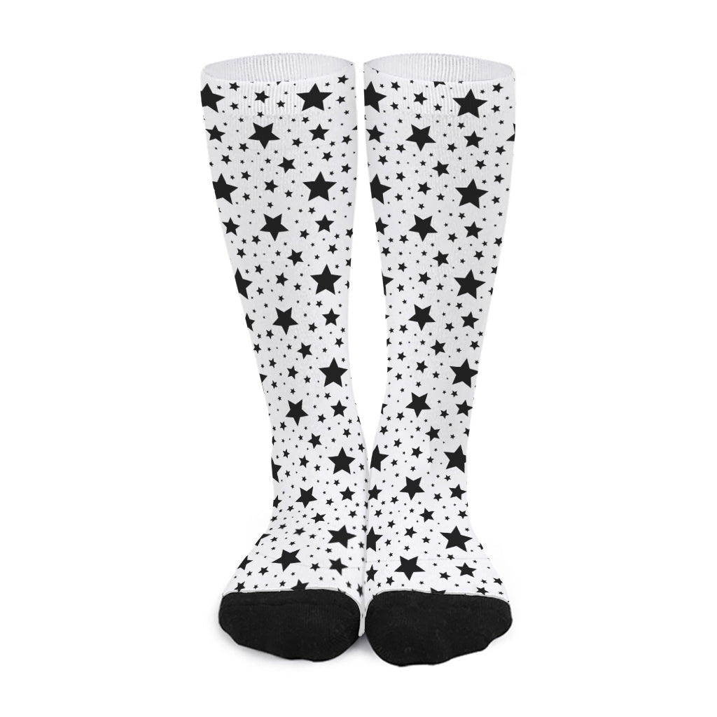 White And Black Star Pattern Print Long Socks