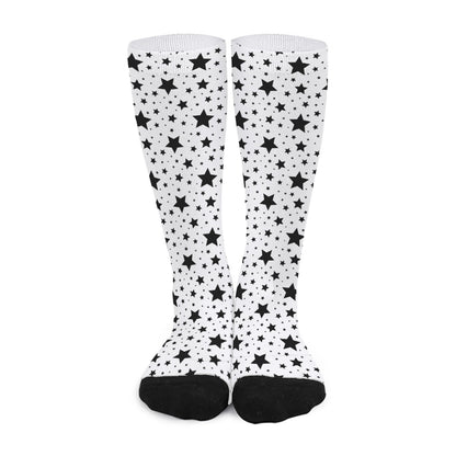 White And Black Star Pattern Print Long Socks