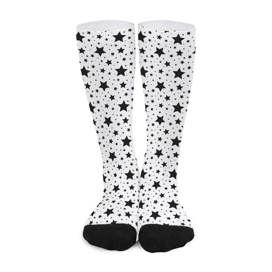 White And Black Star Pattern Print Long Socks