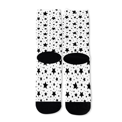 White And Black Star Pattern Print Long Socks