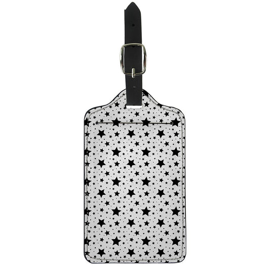 White And Black Star Pattern Print Luggage Tag