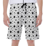 White And Black Star Pattern Print Men's Beach Shorts