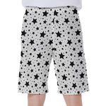 White And Black Star Pattern Print Men's Beach Shorts