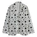 White And Black Star Pattern Print Men's Blazer