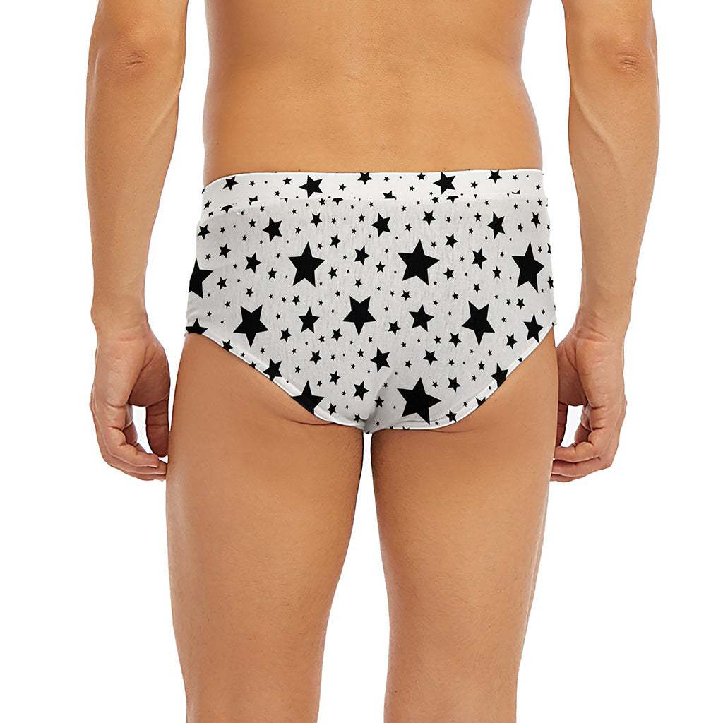 White And Black Star Pattern Print Men's Briefs