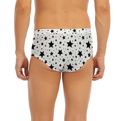 White And Black Star Pattern Print Men's Briefs