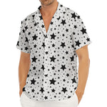 White And Black Star Pattern Print Men's Deep V-Neck Shirt