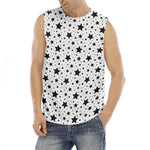 White And Black Star Pattern Print Men's Fitness Tank Top