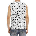 White And Black Star Pattern Print Men's Fitness Tank Top