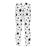 White And Black Star Pattern Print Men's leggings