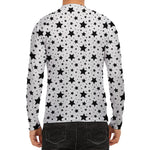 White And Black Star Pattern Print Men's Long Sleeve Rash Guard
