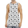 White And Black Star Pattern Print Men's Muscle Tank Top