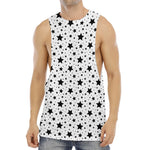 White And Black Star Pattern Print Men's Muscle Tank Top