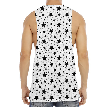 White And Black Star Pattern Print Men's Muscle Tank Top