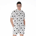 White And Black Star Pattern Print Men's Romper