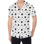 White And Black Star Pattern Print Men's Shirt