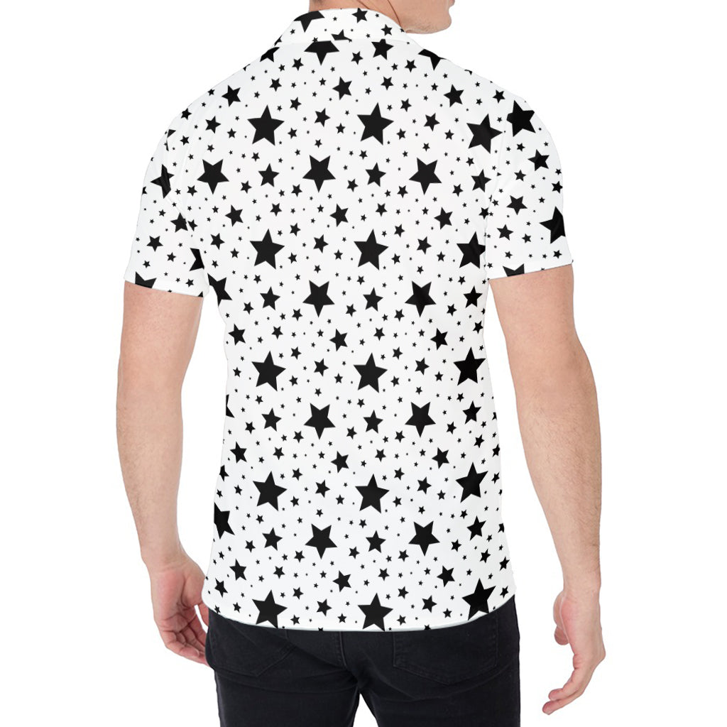White And Black Star Pattern Print Men's Shirt