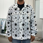 White And Black Star Pattern Print Men's Shirt Jacket