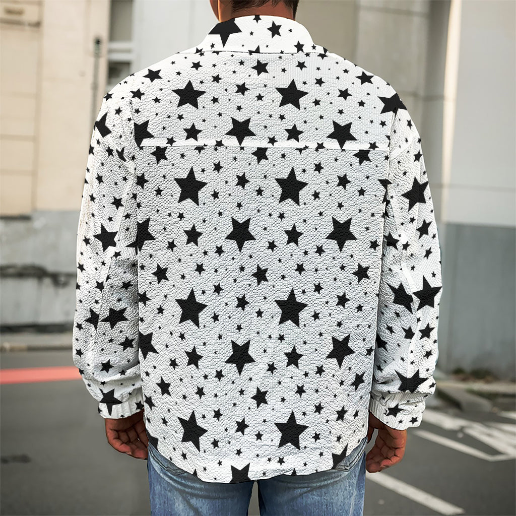 White And Black Star Pattern Print Men's Shirt Jacket