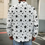 White And Black Star Pattern Print Men's Shirt Jacket