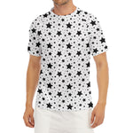 White And Black Star Pattern Print Men's Short Sleeve Rash Guard