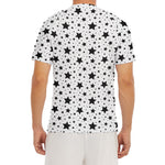 White And Black Star Pattern Print Men's Short Sleeve Rash Guard