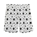 White And Black Star Pattern Print Men's Sports Shorts