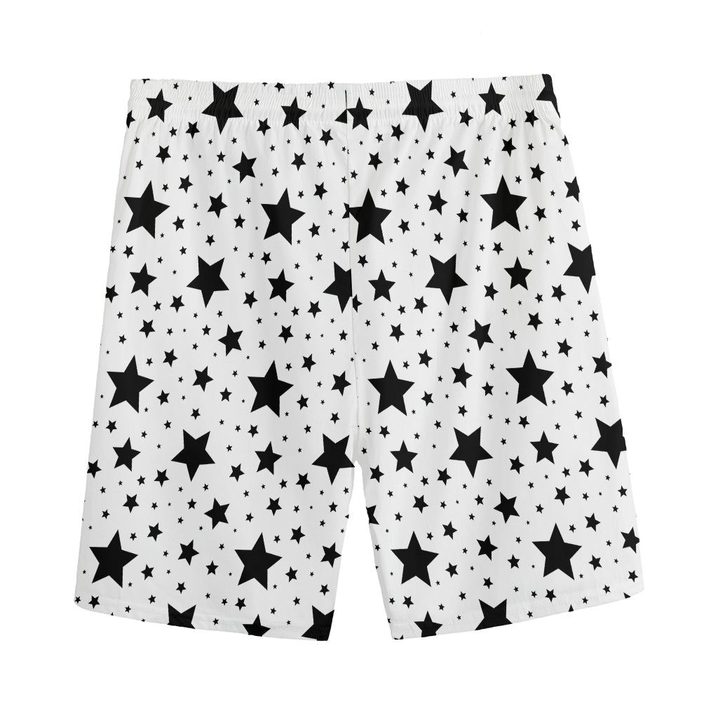 White And Black Star Pattern Print Men's Sports Shorts