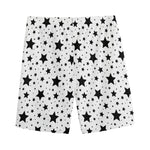 White And Black Star Pattern Print Men's Sports Shorts