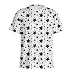 White And Black Star Pattern Print Men's Sports T-Shirt