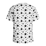 White And Black Star Pattern Print Men's Sports T-Shirt