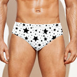 White And Black Star Pattern Print Men's Swim Briefs