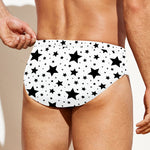 White And Black Star Pattern Print Men's Swim Briefs