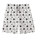 White And Black Star Pattern Print Men's Swim Trunks